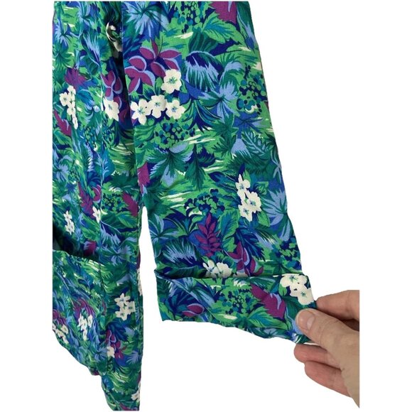 Vintage 80s Tropical Pantsuit Womens Ladies Sz 12 Office Blazer Jacket & Pants - Picture 5 of 16